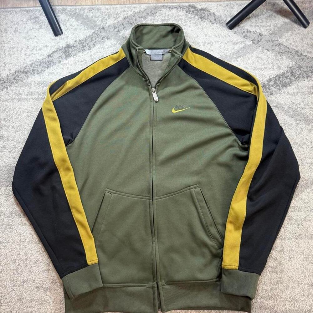 Rare Vintage NIKE Embroidered Swoosh Track Jacket 2000s Green Size Medium
